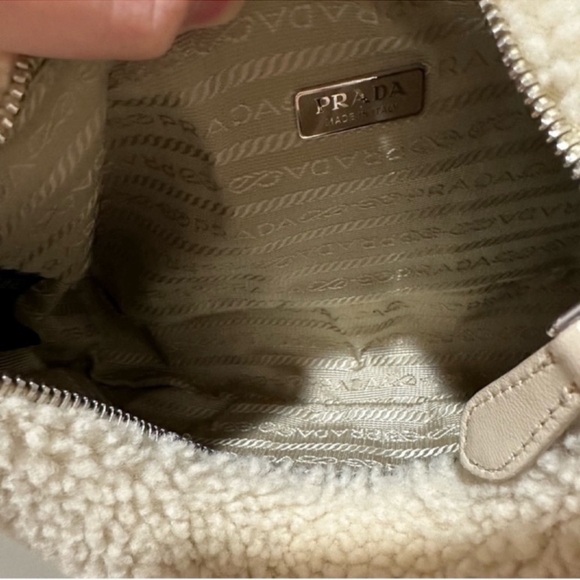 Prada Shearling Mini Re-Edition 2000 Bag in Ecru (LIKE NEW) - Picture 7 of 8